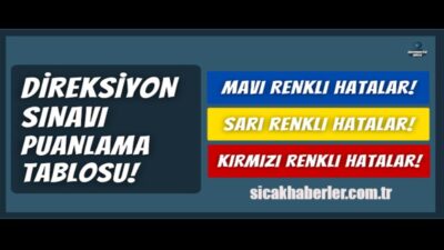 Direksiyon Sınavı Puanlama Sistemi sizin sınav esnasında yaptığınız yanlışları ve